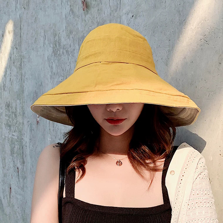 Fashion Yellow Double-sided Fisherman Hat,Sun Hats