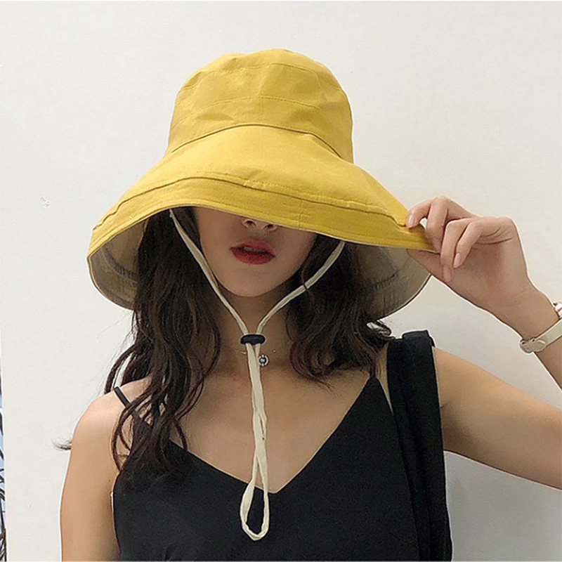 Fashion Yellow Double-sided Fisherman Hat,Sun Hats