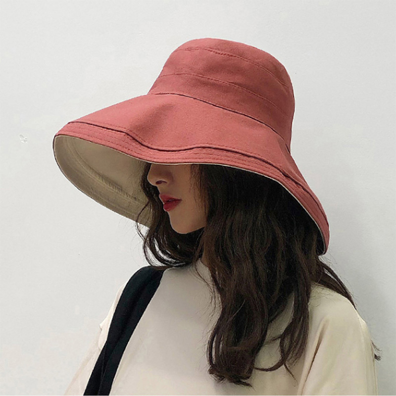 Fashion Pink Double-sided Fisherman Hat,Sun Hats