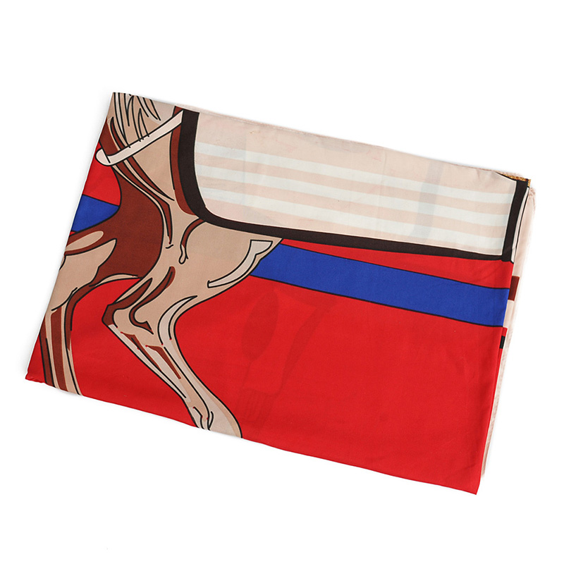 Fashion Red Horse Printed Silk Scarf Sunscreen Shawl,Thin Scaves