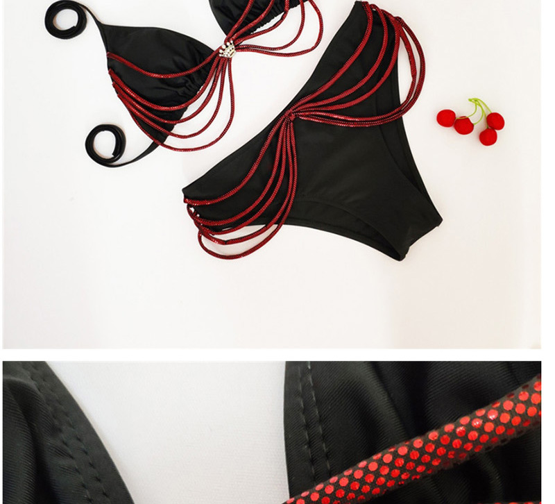 Fashion Black Rope Knotted Swimsuit,Bikini Sets