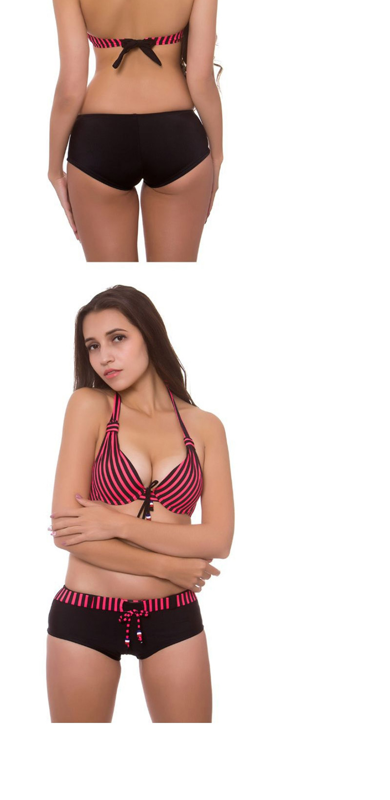 Fashion Red Striped Split Swimsuit,Bikini Sets