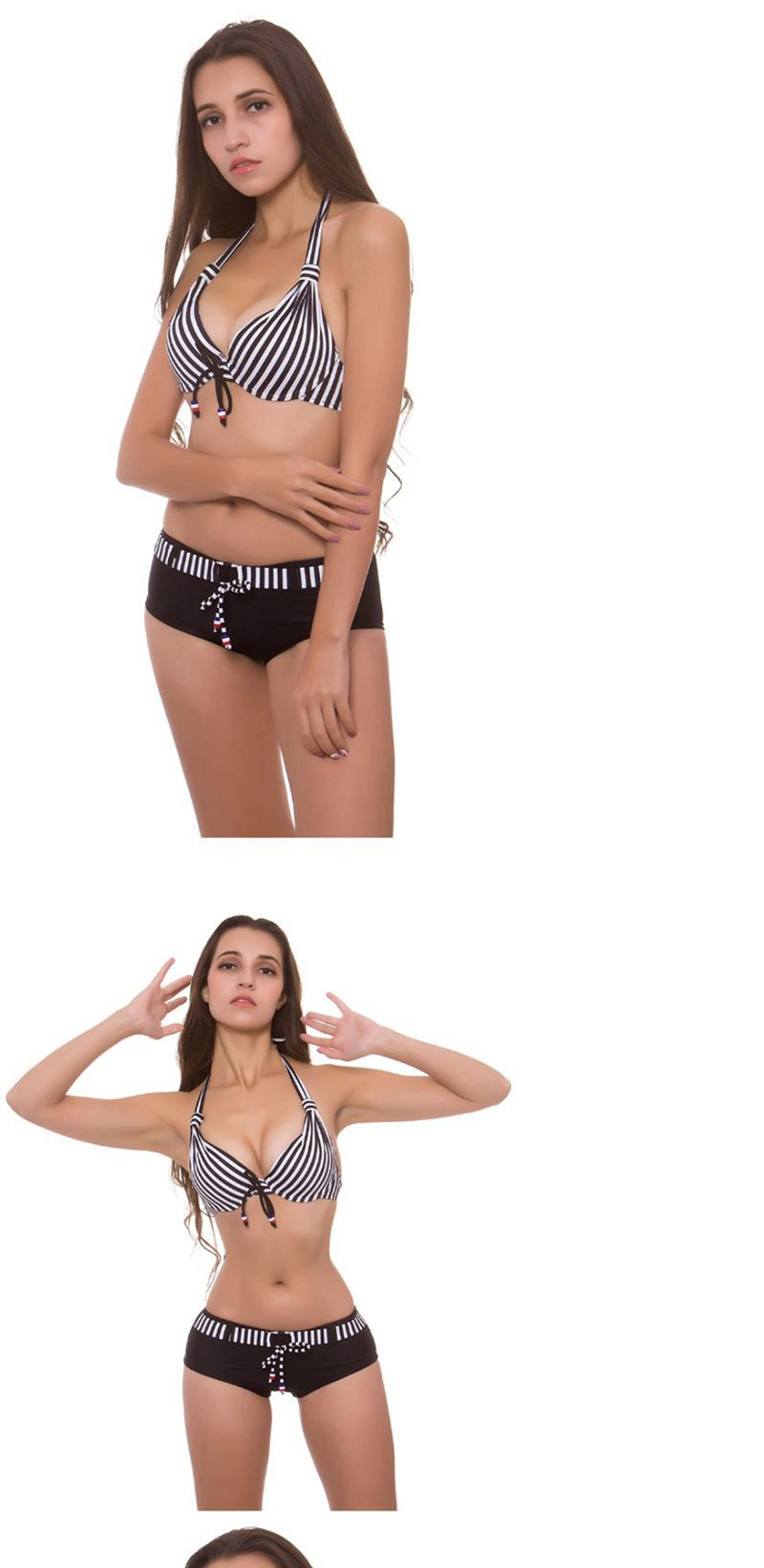 Fashion Black Striped Split Swimsuit,Bikini Sets