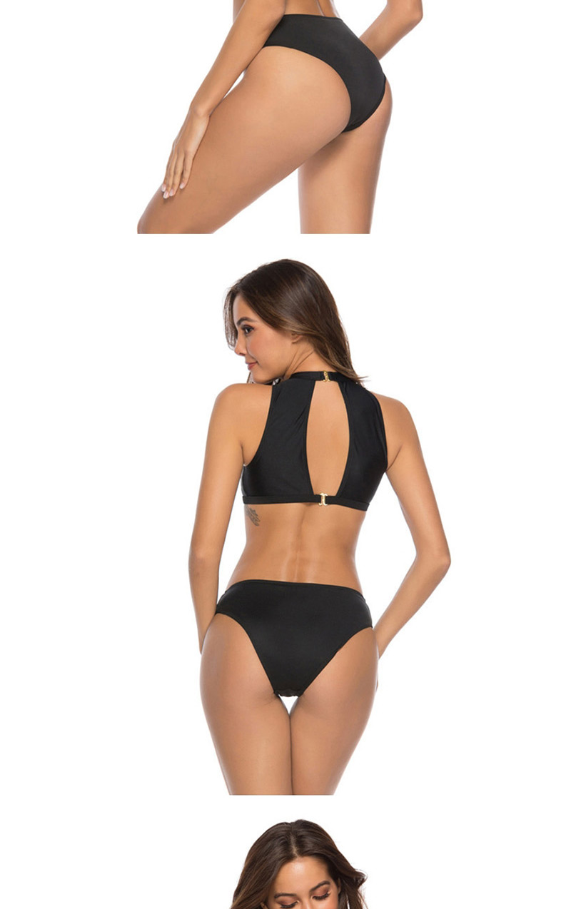 Fashion White Zipper Split Swimsuit,Bikini Sets