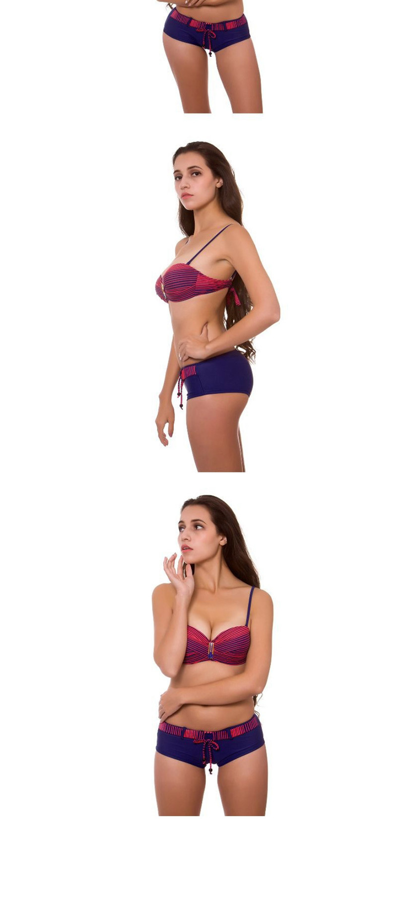 Fashion Purple Striped Split Swimsuit,Bikini Sets