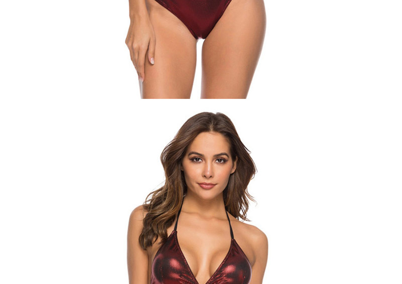 Fashion Red Sequined Bandage One-piece Swimsuit,One Pieces