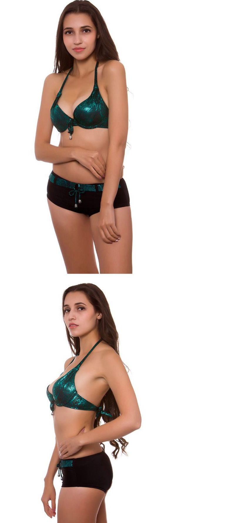 Fashion Green Snake Skin Split Swimsuit,Bikini Sets