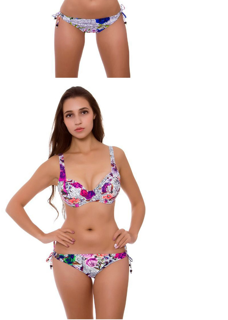 Fashion Purple Graffiti Printed Split Swimsuit,Bikini Sets