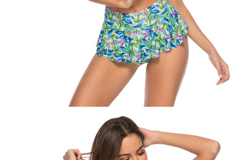 Fashion Green Leaf Print Split Swimsuit,Bikini Sets