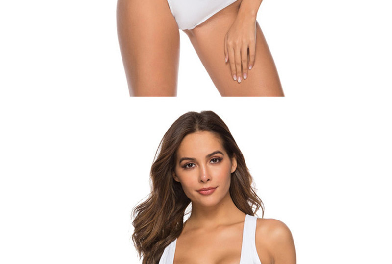 Fashion White Front Buckle Split Swimsuit,Bikini Sets