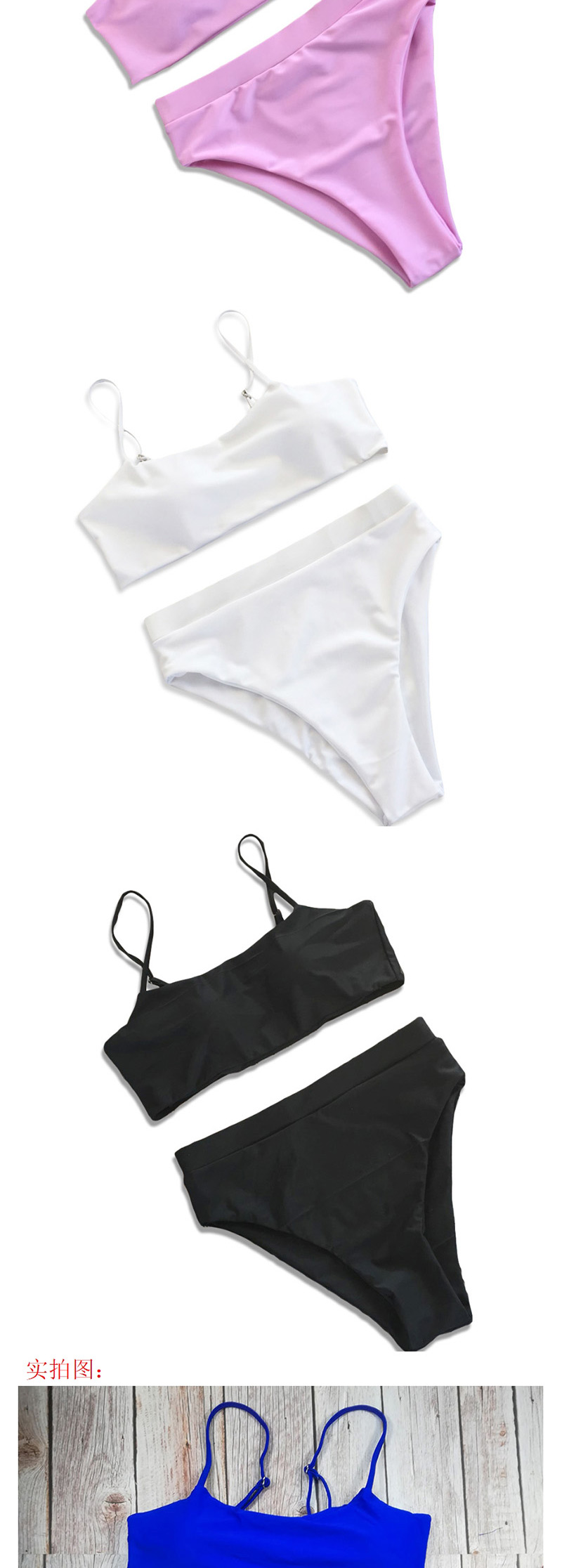 Fashion White High Waist Solid Color Double-sided Split Swimsuit,Bikini Sets