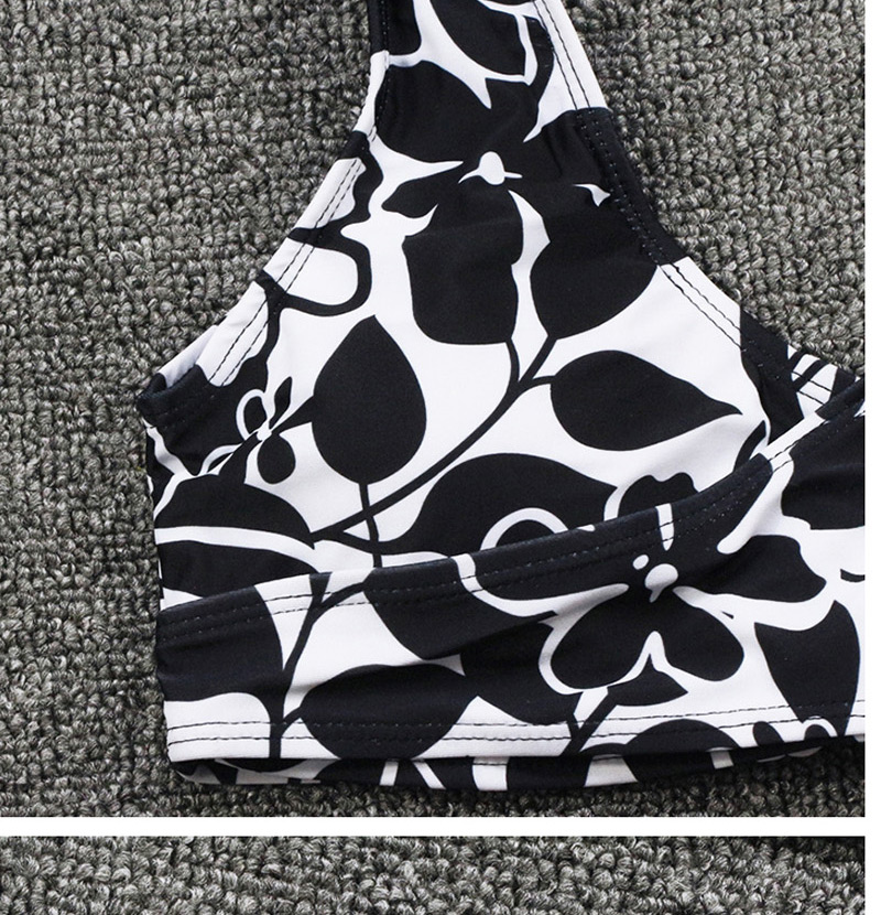 Fashion Black Printed Split Swimsuit,Swimwear Sets