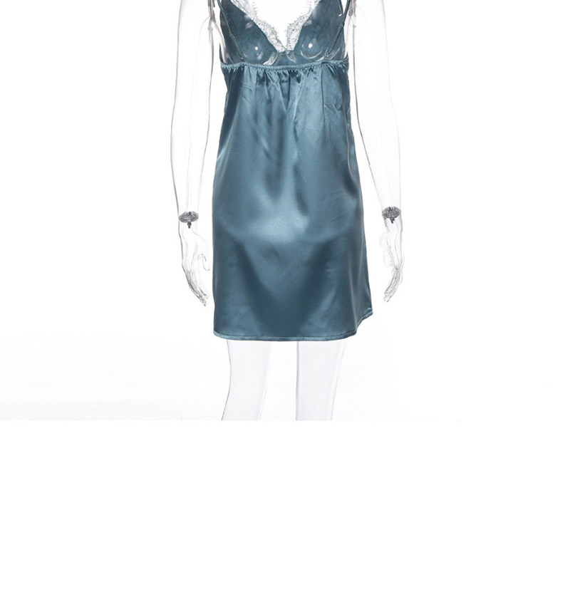 Fashion Blue Satin Lace Lace Dress,SLEEPWEAR & UNDERWEAR