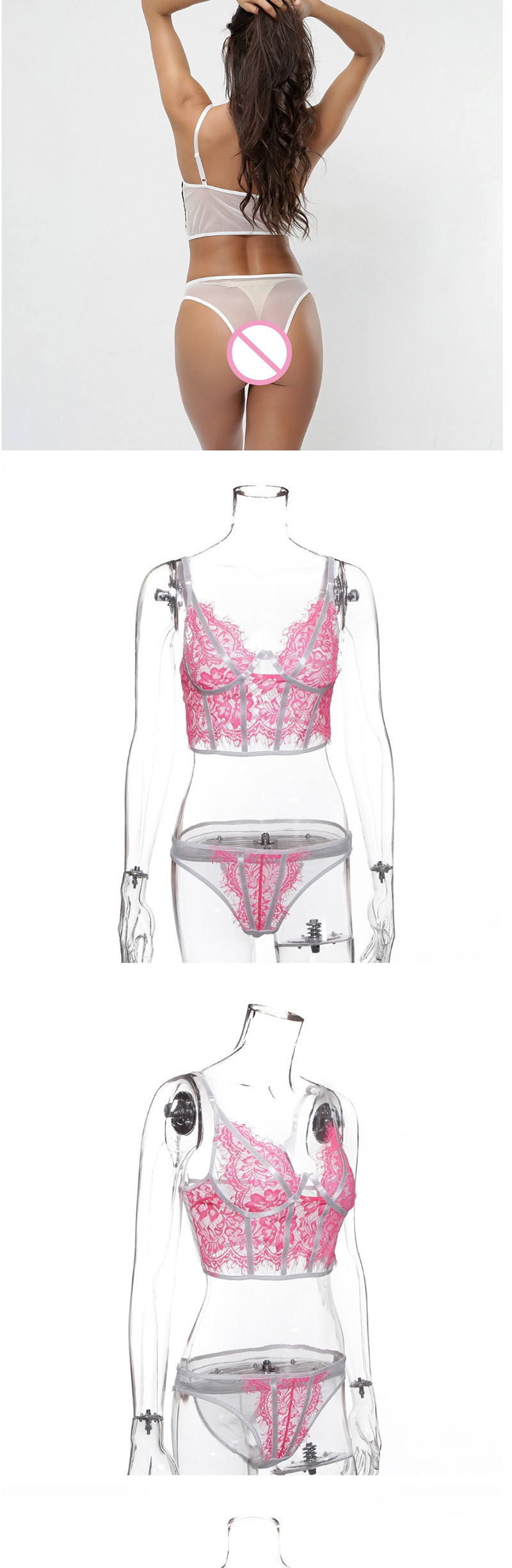 Fashion Pink Lace Ribbon Splicing Bundle Underwear Set,SLEEPWEAR & UNDERWEAR
