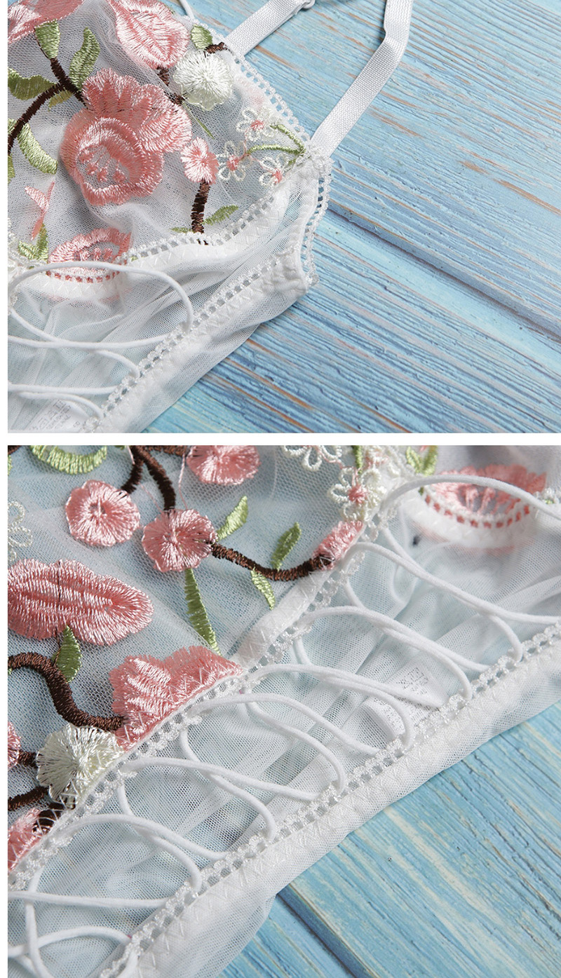 Fashion White Lace Flower Mesh Gauze Stitching Jumpsuit,SLEEPWEAR & UNDERWEAR