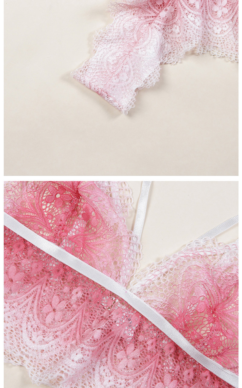 Fashion Pink Gradient Lace Flower Lingerie,SLEEPWEAR & UNDERWEAR