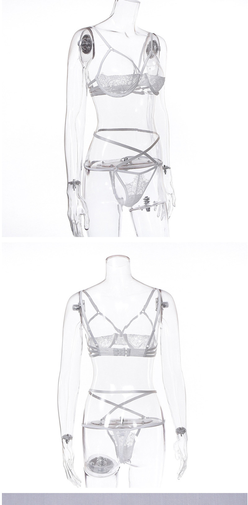 Fashion White Cross-band Lace Lingerie Set Of Two,SLEEPWEAR & UNDERWEAR