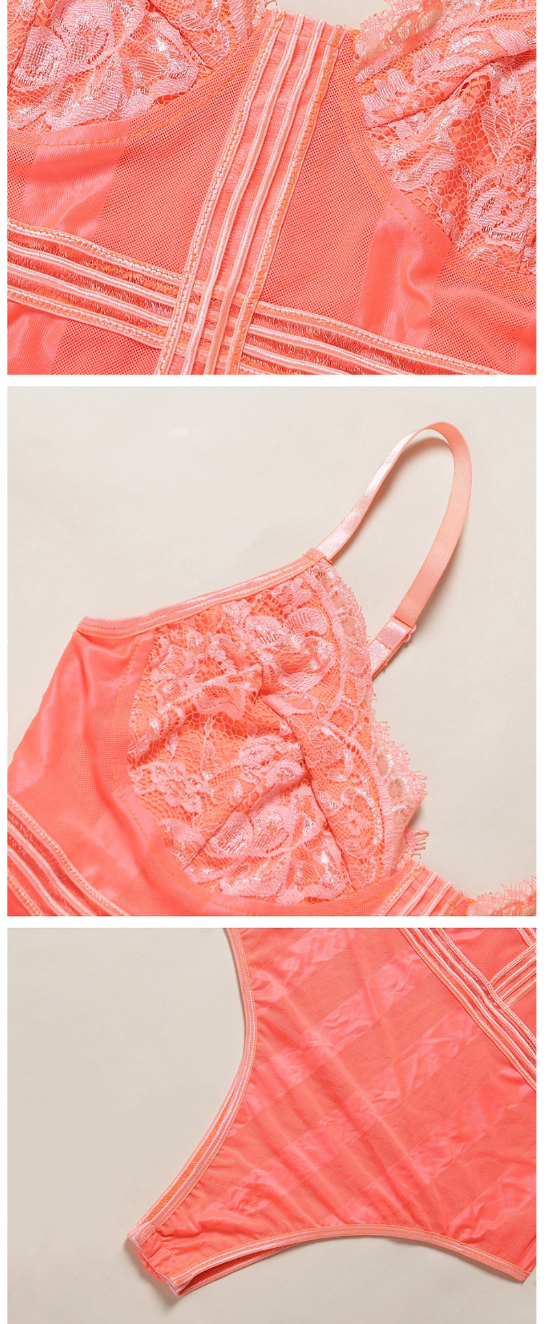 Fashion Pink Lace Lace Sling Jumpsuit,SLEEPWEAR & UNDERWEAR