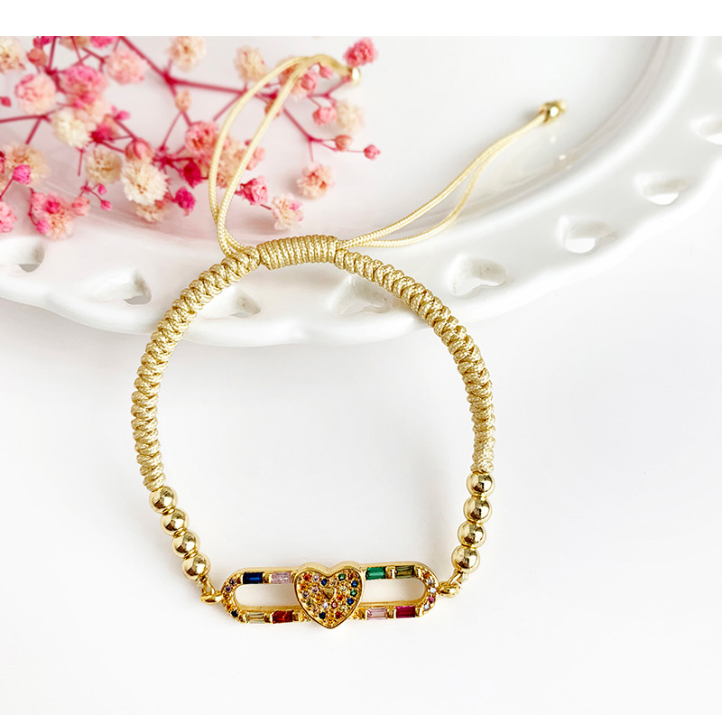 Fashion Gold Copper Inlay Zircon Beaded Bracelet,Bracelets