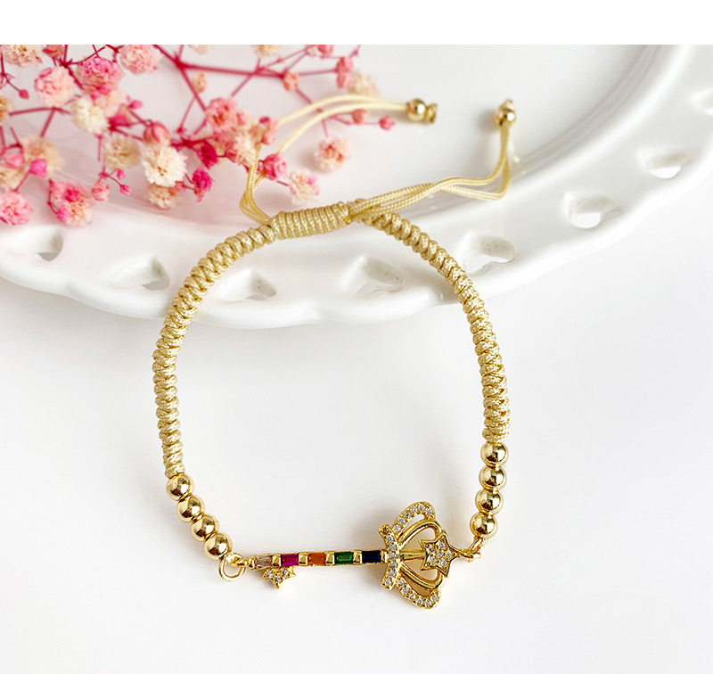 Fashion Gold Copper Inlaid Zircon Beaded Crown Bracelet,Bracelets