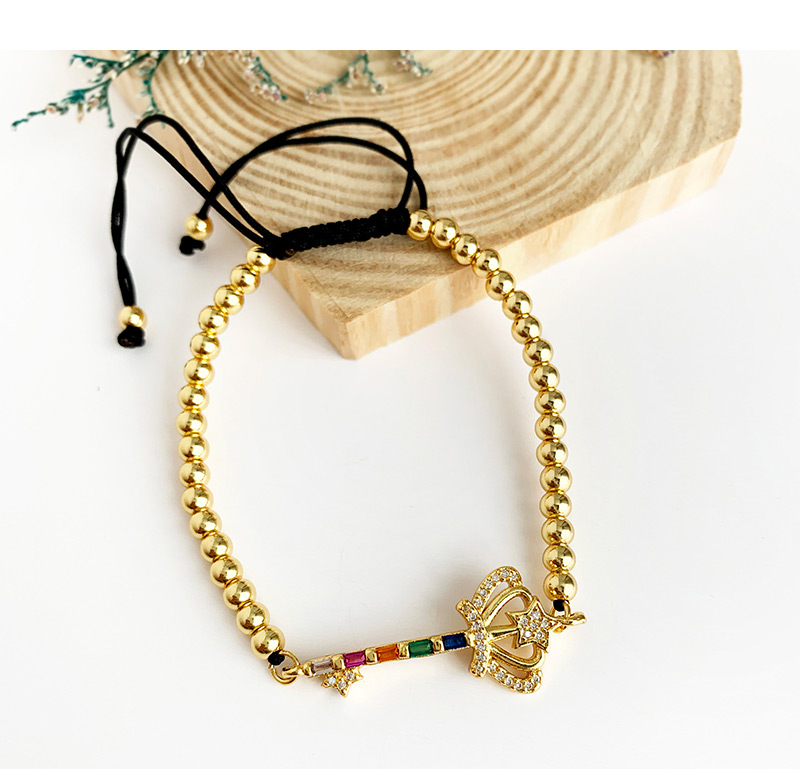 Fashion Gold Copper Inlay Zircon Crown Bracelet,Bracelets