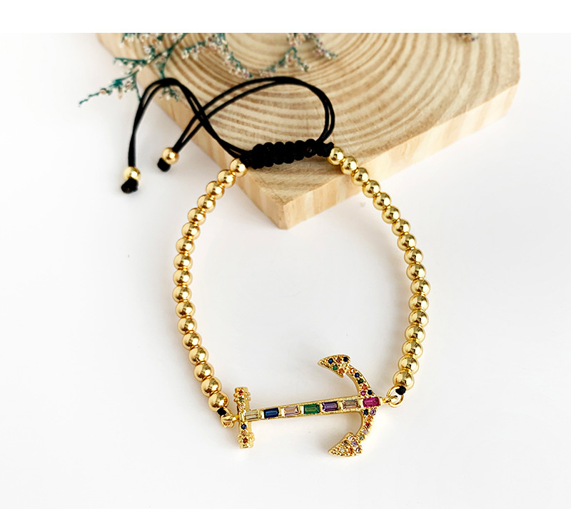 Fashion Gold Copper Inlaid Zircon Anchor Bracelet,Bracelets