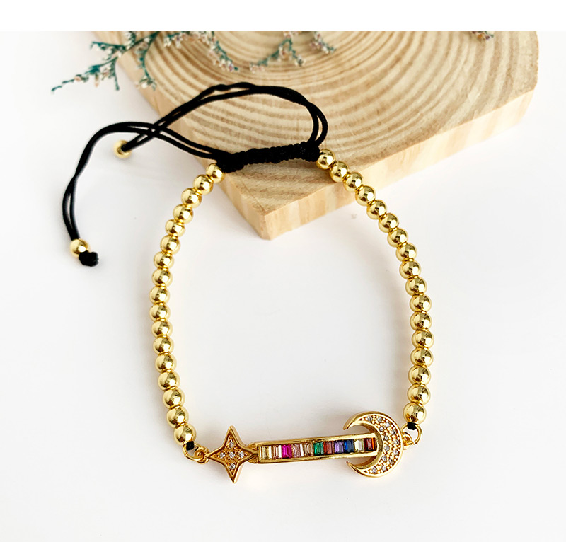 Fashion Gold Copper Inlaid Zircon Moon Bracelet,Bracelets