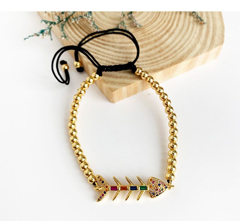 Fashion Gold Copper Inlaid Zircon Fishbone Bracelet,Bracelets