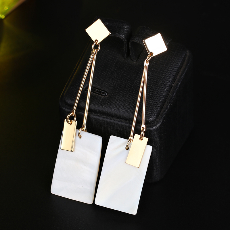Fashion Real Gold Alloy Shell Square Earrings,Korean Brooches