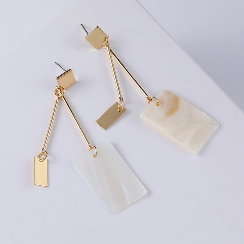 Fashion Real Gold Alloy Shell Square Earrings,Korean Brooches