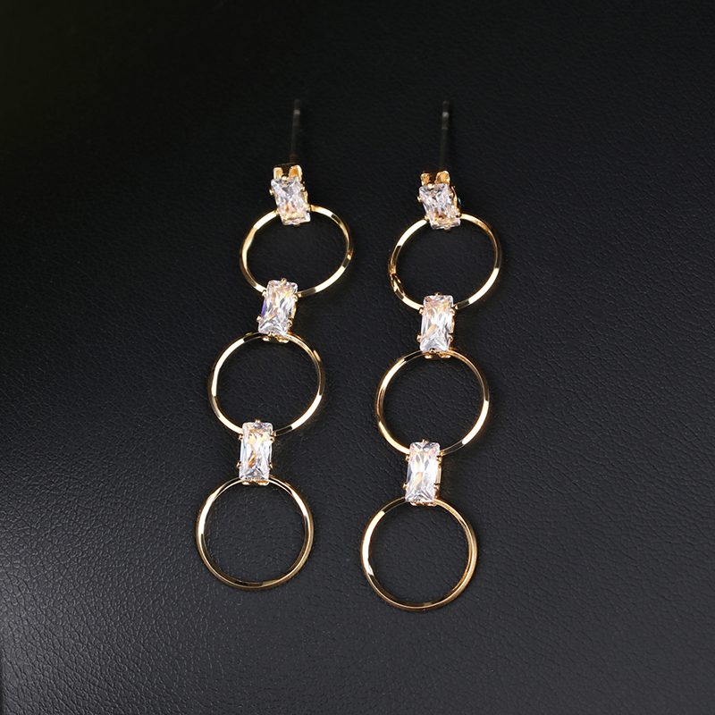 Fashion Real Gold Alloy Rhinestone Ring Earrings,Korean Brooches