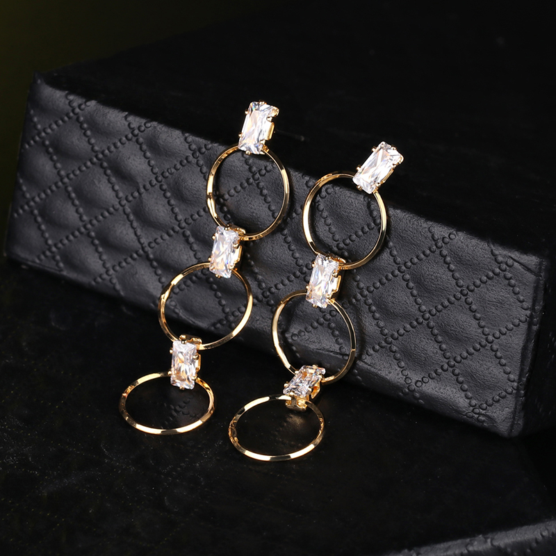 Fashion Real Gold Alloy Rhinestone Ring Earrings,Korean Brooches