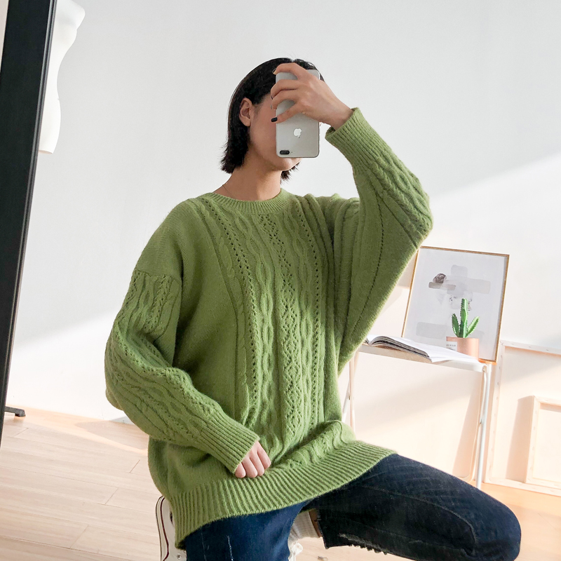 Fashion Green Hollow Twist Sweater,Sweater