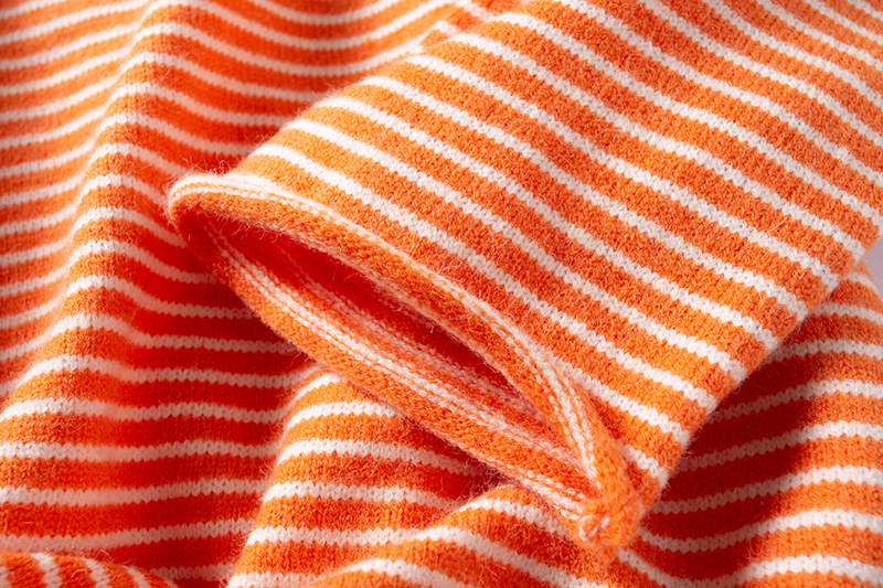 Fashion Orange Striped Pullover,Sweater