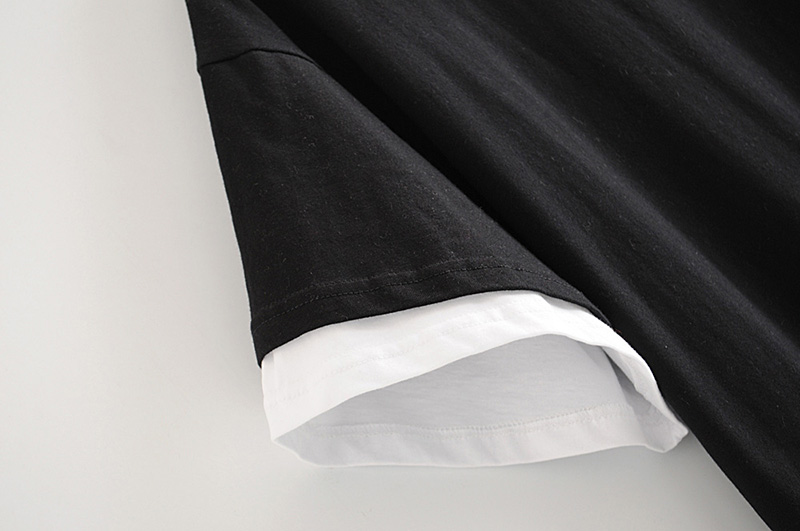 Fashion Black Stitching T-shirt Dress,Long Dress