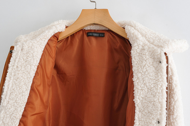 Fashion Camel Suede Stitching Jacket,Coat-Jacket