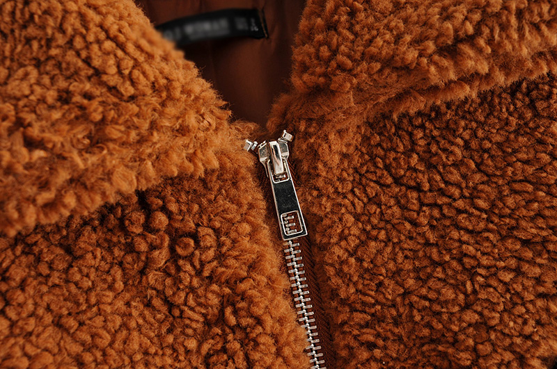 Fashion Camel Color Matching Plush Coat,Coat-Jacket