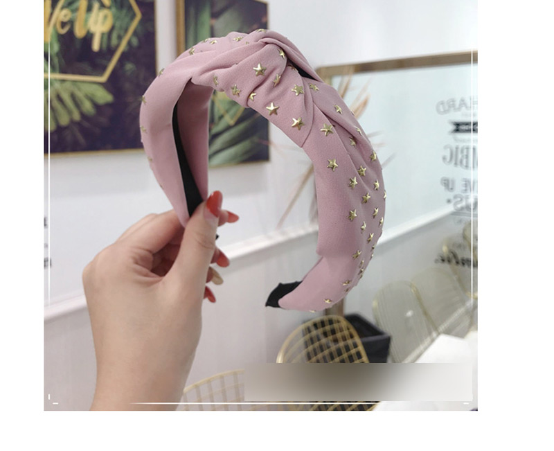 Fashion Pink Hot Drilling Stars Knotted Wide-brimmed Headband,Head Band
