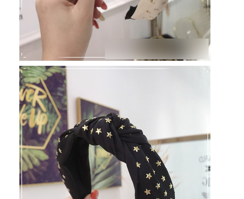 Fashion Yellow Hot Drilling Stars Knotted Wide-brimmed Headband,Head Band