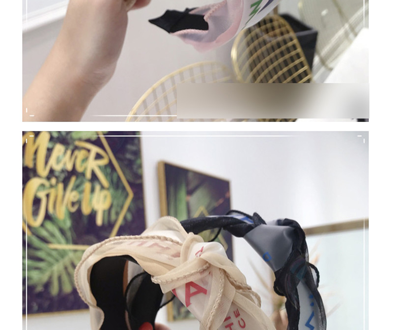 Fashion Khaki Lace Silk Yarn Letters Knotted Fine-edged Headband,Head Band