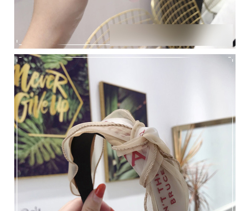 Fashion Khaki Lace Silk Yarn Letters Knotted Fine-edged Headband,Head Band