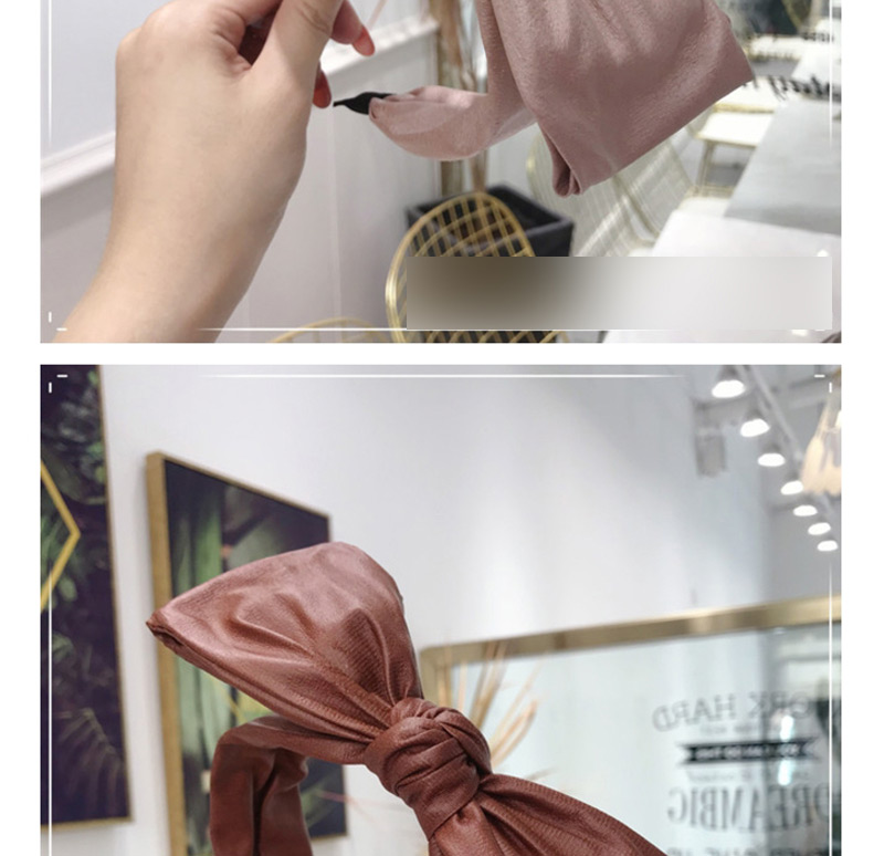 Fashion Pink Pu Imitation Leather Solid Color Big Bow Thin Side Headband,Head Band