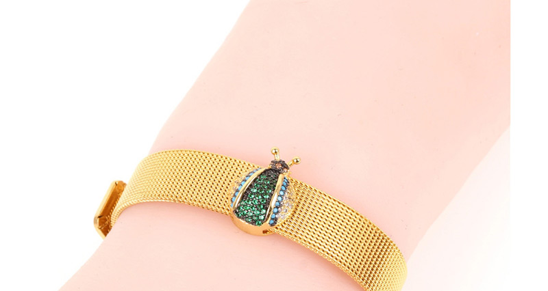 Fashion Gold Micro-inlaid Zircon Ladybug Real Gold Color Bracelet,Bracelets