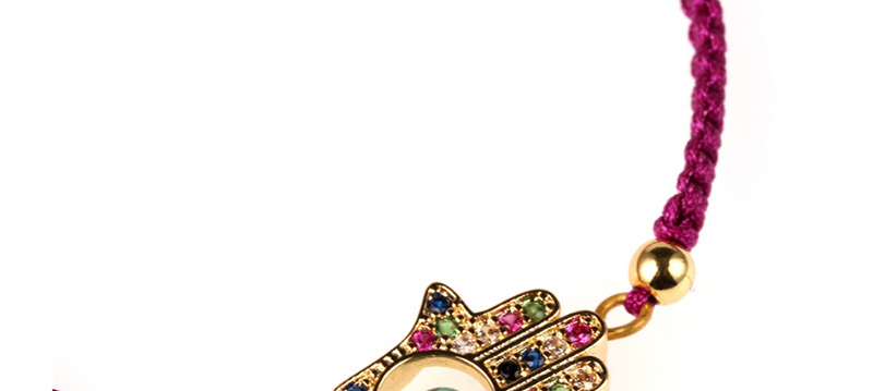 Fashion Gold Micro-inlaid Zircon Palm-shaped Eye Pattern Woven Bracelet,Bracelets