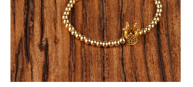 Fashion Gold Micro-encrusted Zircon Color Retention 4mm Solid Steel Ball Woven Bracelet,Bracelets