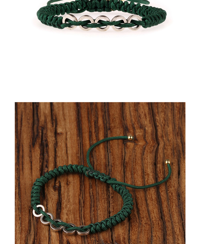 Fashion Green Woven Circle Pull Bracelet,Bracelets