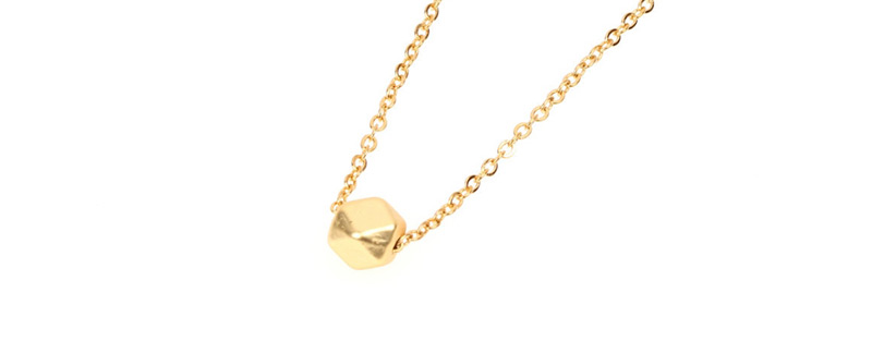 Fashion Gold Stainless Steel Color Protection Chain Three-dimensional Geometric Polygon Ball Necklace,Necklaces