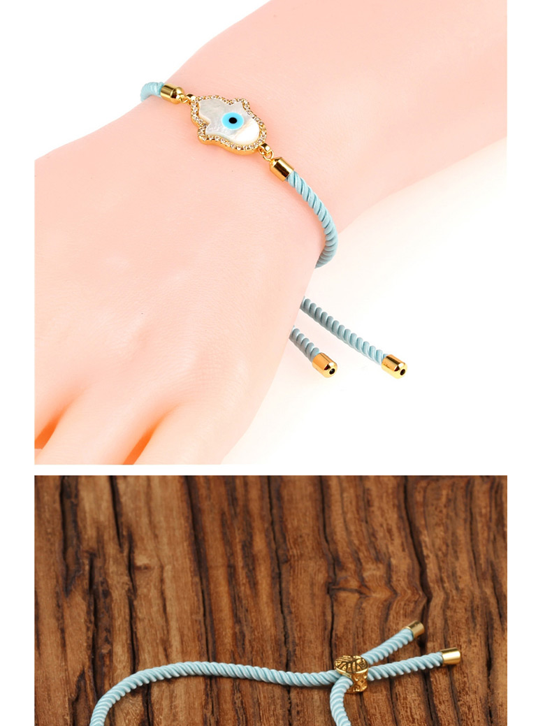 Fashion Light Blue Palm Micro-inlaid With Diamond Shells Pulling Milan Line Bracelet,Bracelets