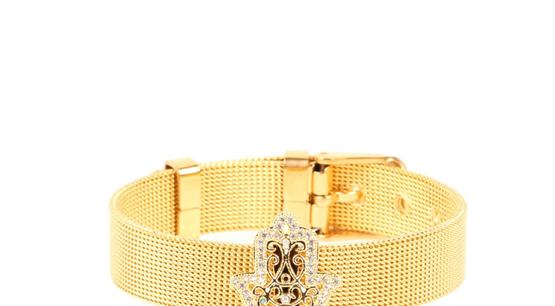 Fashion Gold Palm Inlaid Zircon Stainless Steel Gold Color Bracelet,Bracelets