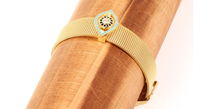 Fashion Gold Eye Micro-inlaid Zircon Plated Gold Color Bracelet,Bracelets